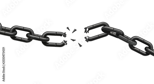 Tableau sur toile Broken Metal Chain Link, Symbol of Freedom and Breaking Free