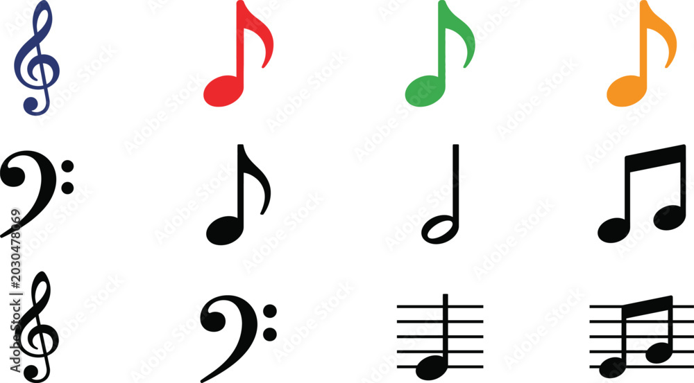 Fototapeta premium Set of musical notes and clefs