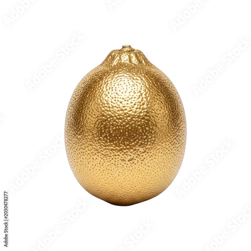 A single golden lemon fruit isolated on transparent background