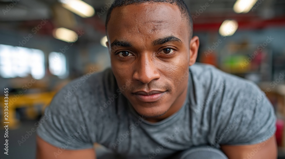 Obraz premium Young veteran athlete with prosthetic leg focused during training