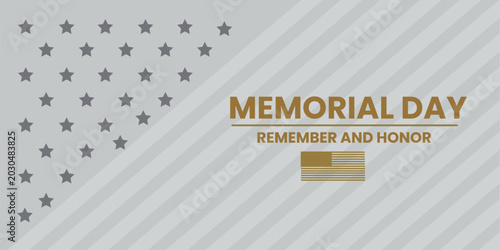 Canvastavla Memorial Day Remember And Honor Text With Stars And Flag Graphic lettering