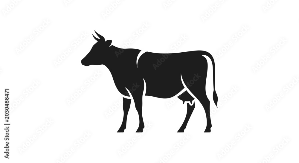 Fototapeta premium Minimalist Cattle Halftone Dot Pattern Silhouettes