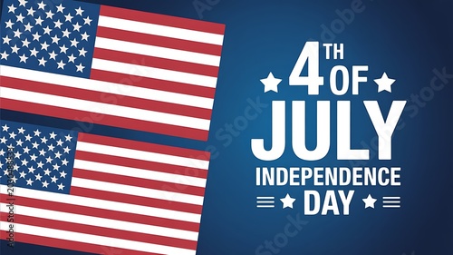 4th of July Independence Day with American flags patriotic