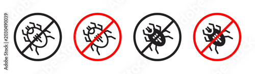 Tableau sur toile Mite in the prohibition sign in flat style