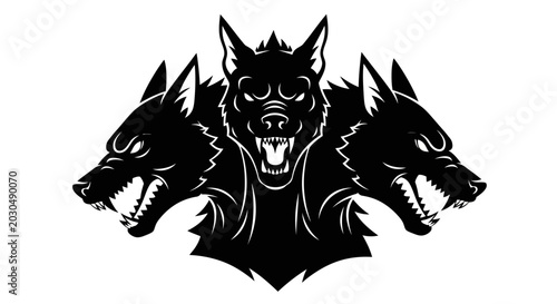 Foto Three-headed Dog Silhouette, Cerberus Mythological Creature