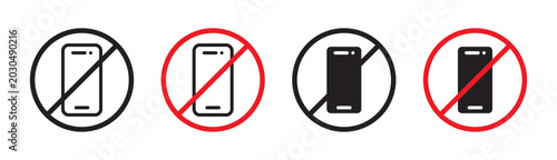 Slika na platnu No cell phone sign in flat style
