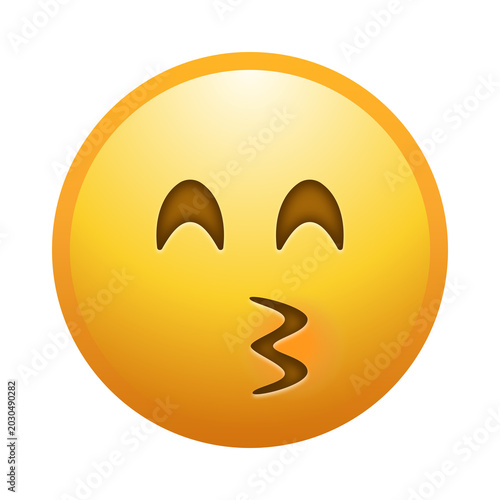 Kissing face with smiling eyes emoji illustration, transparent background.