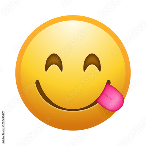 Face savoring food emoji illustration, transparent background.