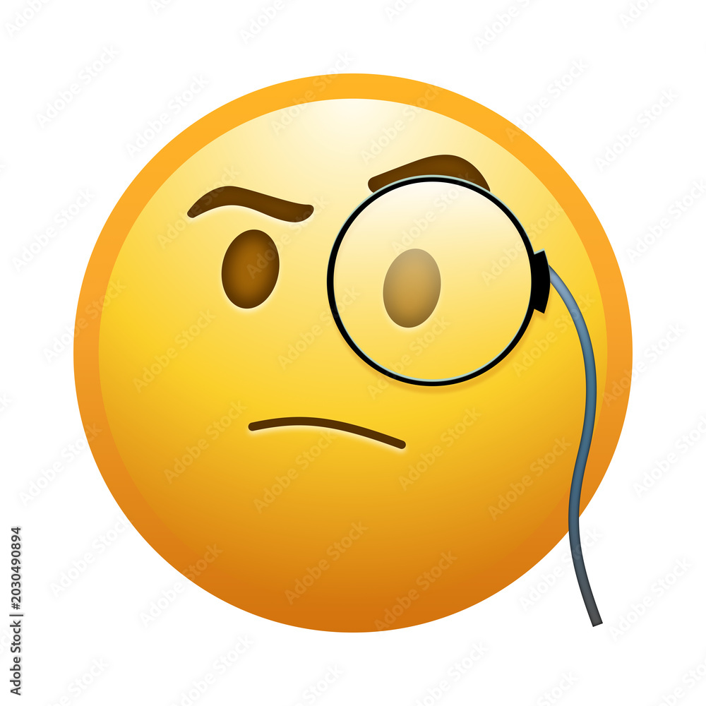 Naklejka premium Face with monocle emoji illustration, transparent background.