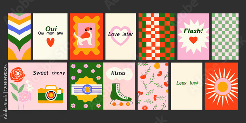 Obraz na płótnie vintage postcard suite a curated collection of twelve illustrated cards