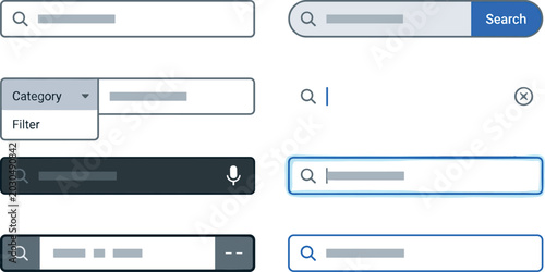 Tableau sur toile Search Bar and Input Field UI Component Vector Set Featuring Various State Desig