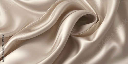 Photography Beige silk fabric with smooth flowing folds