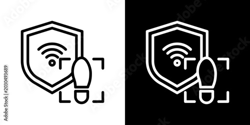 Schilderij op canvas Perimeter Icon Set Vector Collection Isolated In Black And White