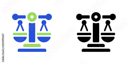 Foto Scales of Justice Line Icon, Outline Symbol for legal system, law enforcement, court judgment, fair decision, and balance weighing
