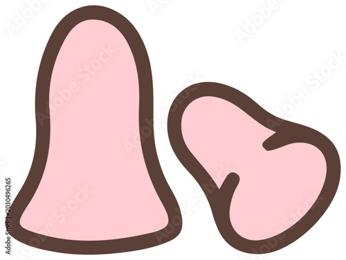 Foto Minimalist deformed foam ear plugs icon for absolute noise cancellation focus