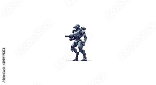 Tableau sur toile Futuristic armored soldier in high-tech combat suit with helmet.