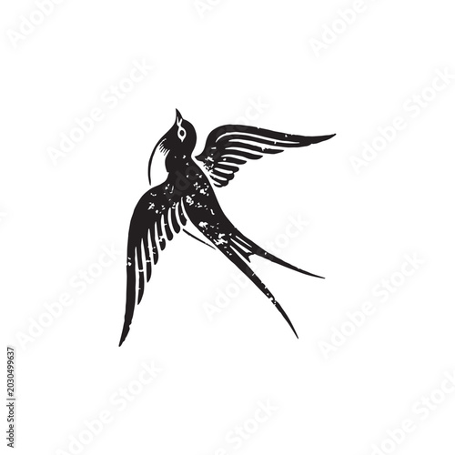 Black illustration art swallow bird vector