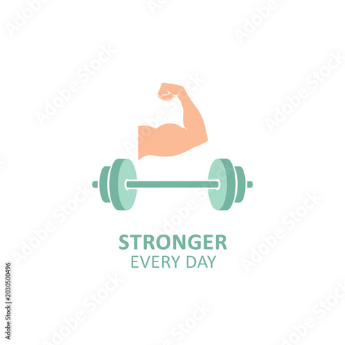 Foto Stronger Every Day Barbell Flexed Bicep Fitness Motivation