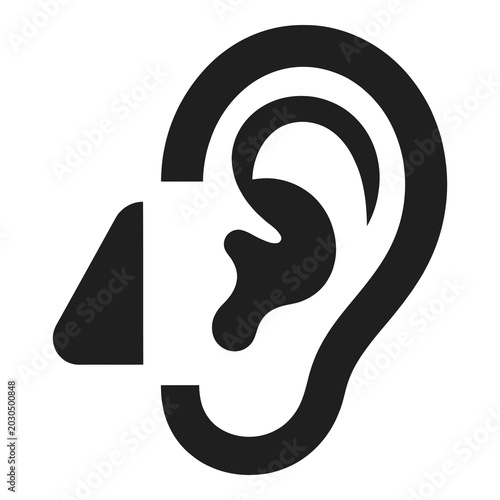 Sound wave entering human ear for hearing and listening concept icon