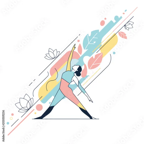 Fototapeta na wymiar Woman doing yoga pose, healthy lifestyle, wellness, abstract background