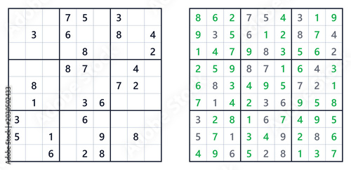 Obraz na plátně Mathematical logic puzzle sudoku solution page expert level