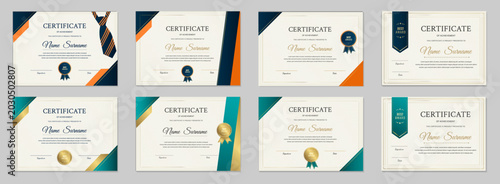 Canvastavla Certificate of achievement template set with modern geometric designs