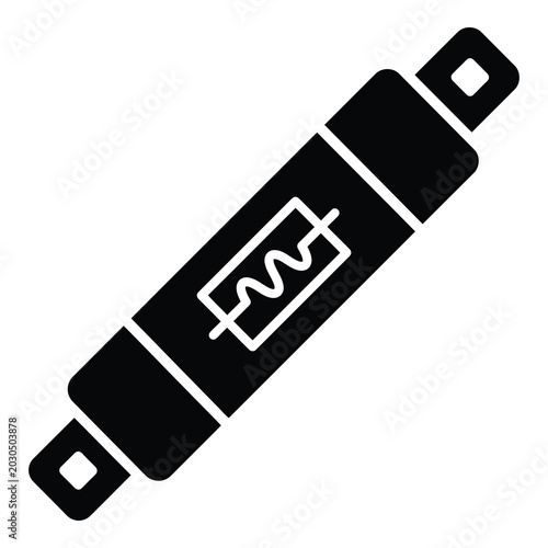Electric fuse icon with white lines on black background symbol  electrical safety device icon