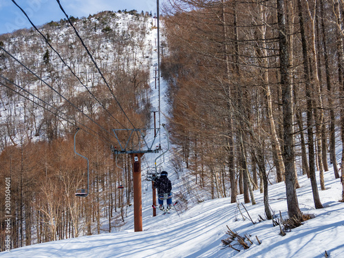 Snowy landscape at Takatsue Ski Resort, Fukushima, Japan