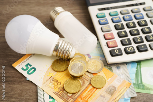 Cost of electric utilities with light bulb for payment.