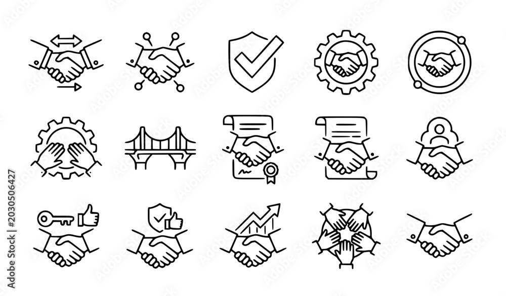 Fototapeta premium Handshake icon set business agreement partnership vector illustration