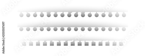 Obraz na płótnie Perforated paper edge element with rounded holes and torn border on transparent