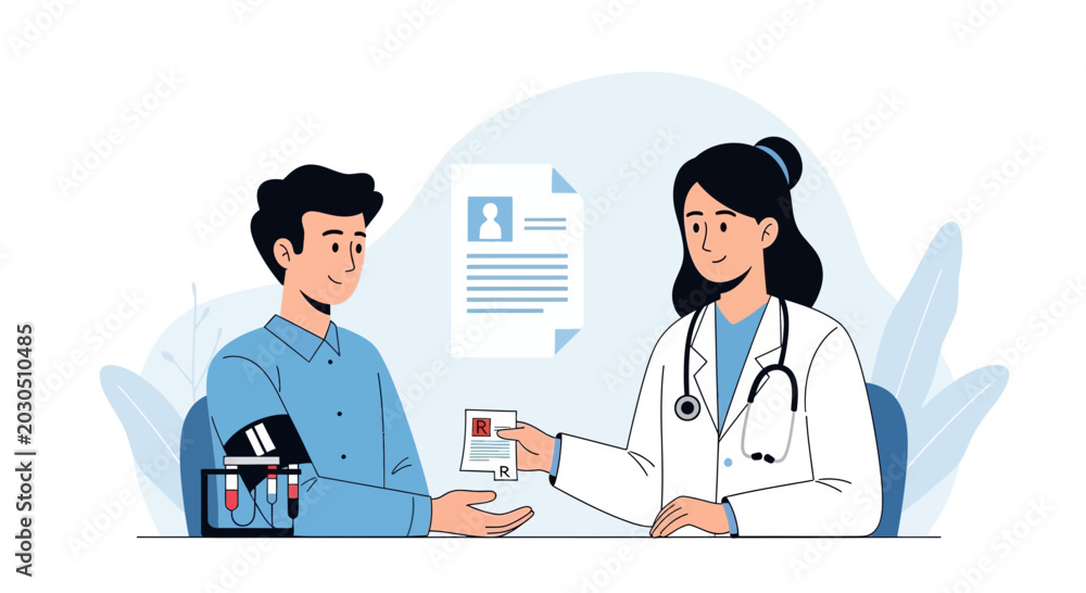 Fototapeta premium Doctor giving prescription to patient during medical consultation