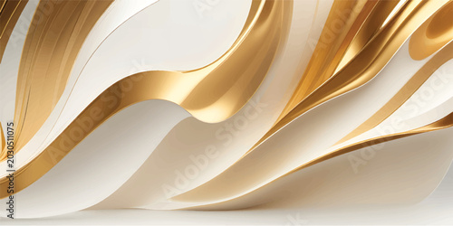 Abstract waves with golden accents in smooth textures