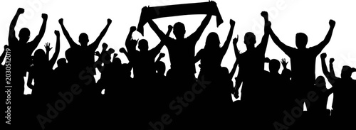 Foto Celebrating crowd with raised arms for World Cup 2026 black silhouette