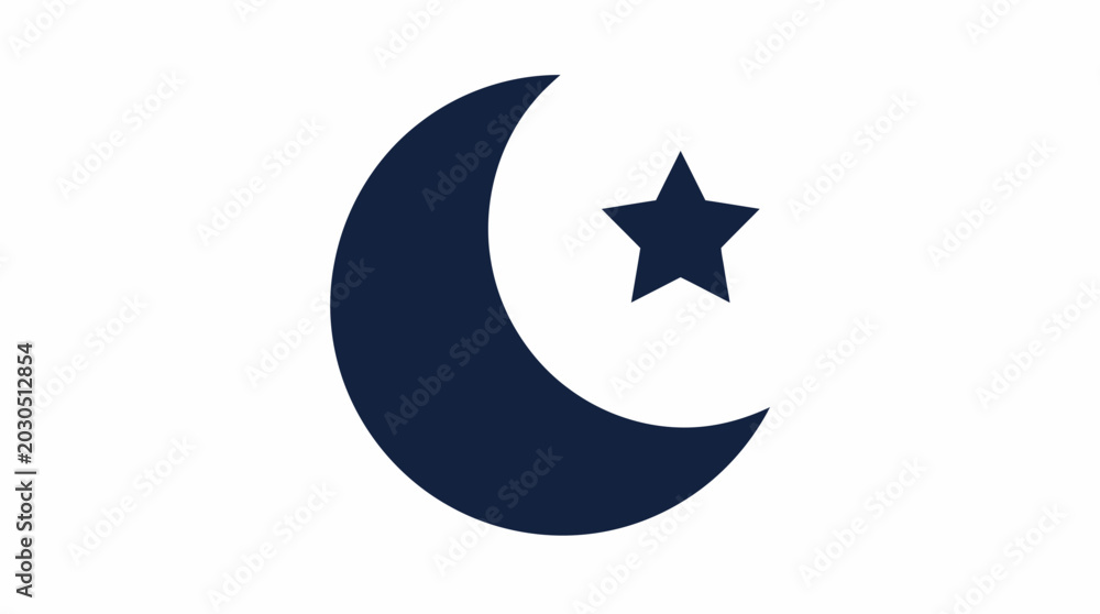 Fototapeta premium Crescent moon and star symbol.