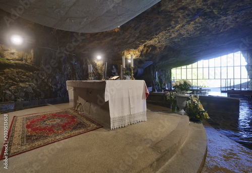 Bild auf Leinwand Altar in Conra busa sanctuary in Imagna Valley, Lombardy, Italy