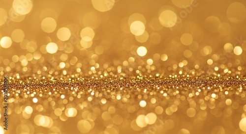 Golden Glitter Sparkle Background with Bokeh Lights.