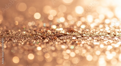 Golden Glitter Sparkle Background with Bokeh Lights and Shimmering Texture.
