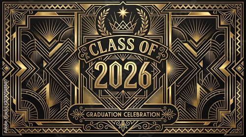 Luxury Art Deco Class of 2026 Graduation Emblem Poster