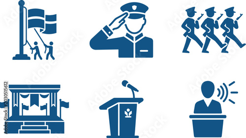 Fotografía Ceremony military icons flat vector collection for national events and official