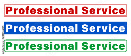 Three colorful professional service text banners with different colored borders