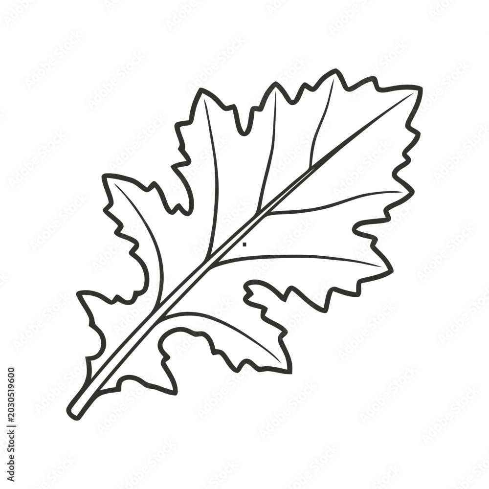Naklejka premium Mustard Green leaf Outline Illustration