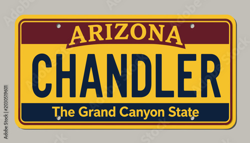 Arizona Chandler License Plate Mounted on Plain Wall