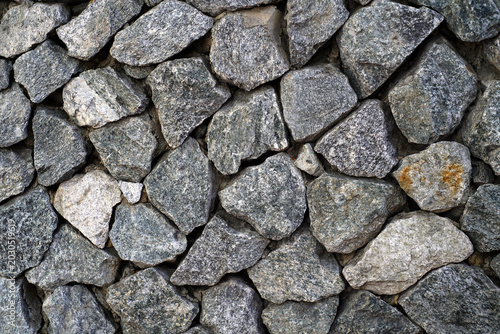 Close-up texture of crushed gray gravel stones with rough natural surfaces and irregular shapes. Suitable for construction, landscaping, road material, aggregate, industrial, and background texture co