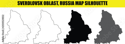 Bild auf Leinwand Sverdlovsk oblast, russia map silhouette