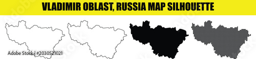 Foto Vladimir oblast russia map silhouette including outline fill and point styles for digital cartography resources