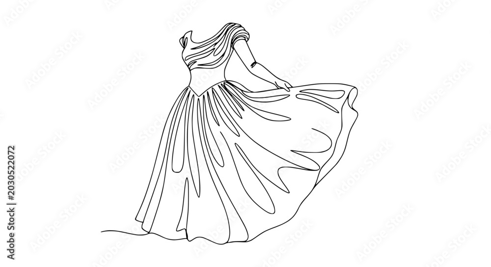 Fototapeta premium Elegant Ball Gown One Line Drawing