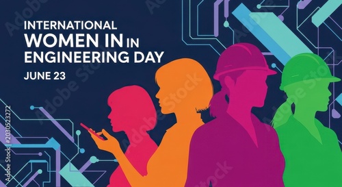 International Women in Engineering Day graphic with diverse women silhouettes