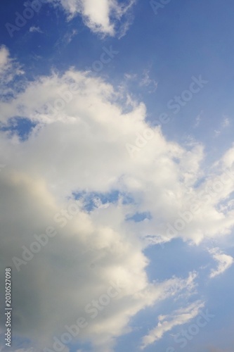 background sky, beautiful blue sky with puffy white clouds