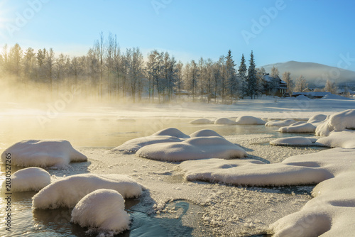 Winter landscape in Gällivare, Swedish Lapland